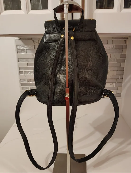 MCM Black Leather Visetos Logo Backpack with Gold Hardware - Picture 2 of 15